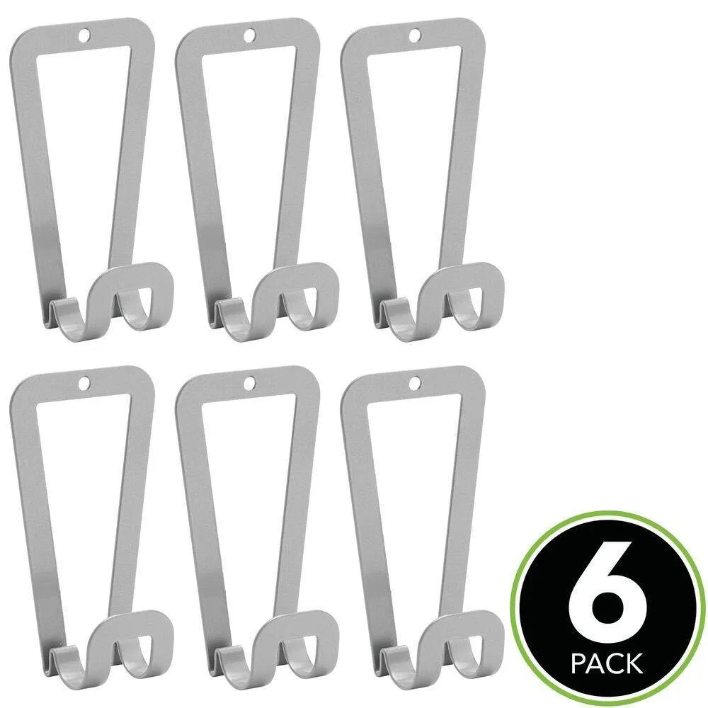 mDesign Metal Wire Over The Closet Rod Hanging Storage Organizer Hanger for Storing and Organizing Purses, Backpacks, Satchels, Crossovers, Handbags - 6 Hooks - 6 Pack - Gray