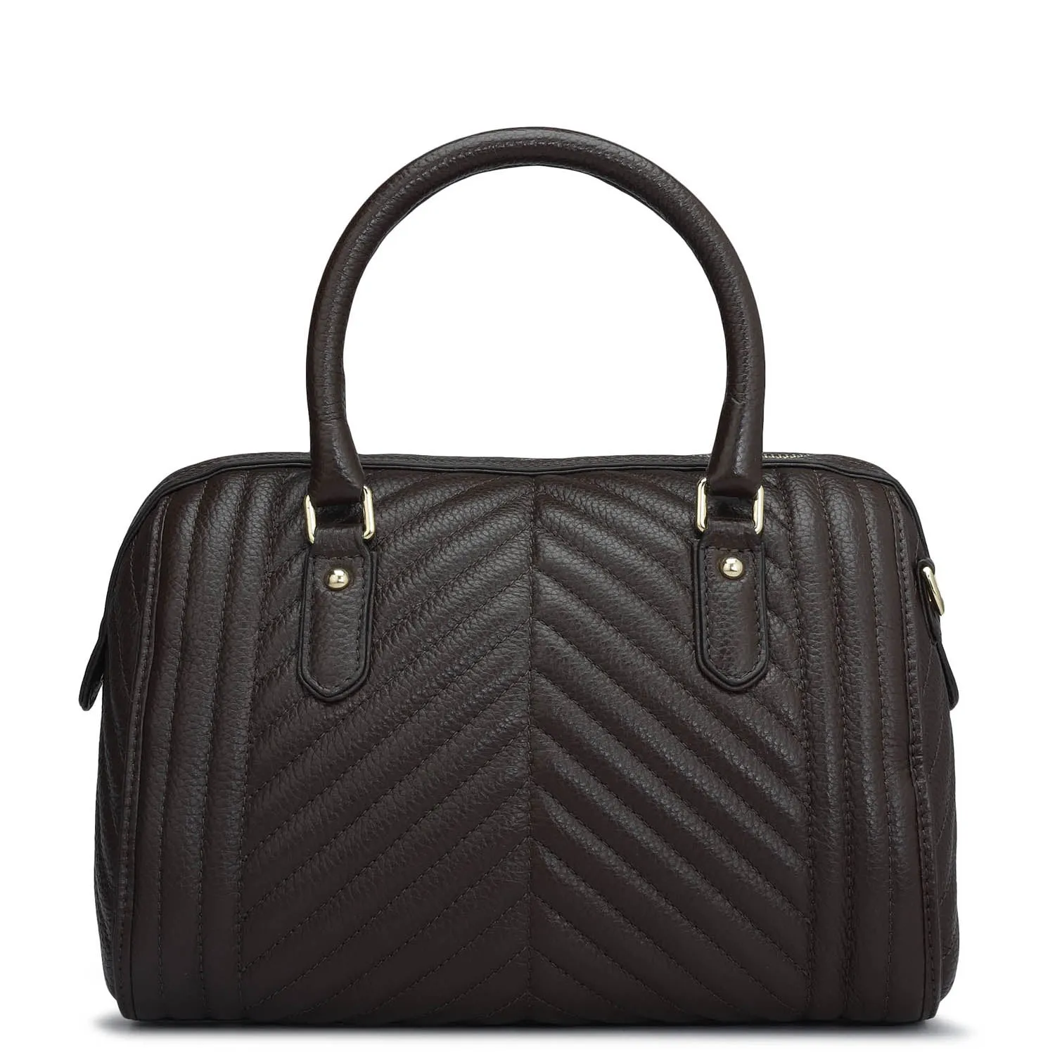 Medium Quilting Leather Satchel - Chocolate