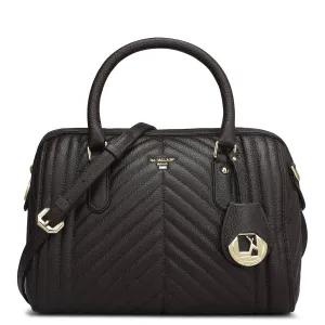 Medium Quilting Leather Satchel - Chocolate