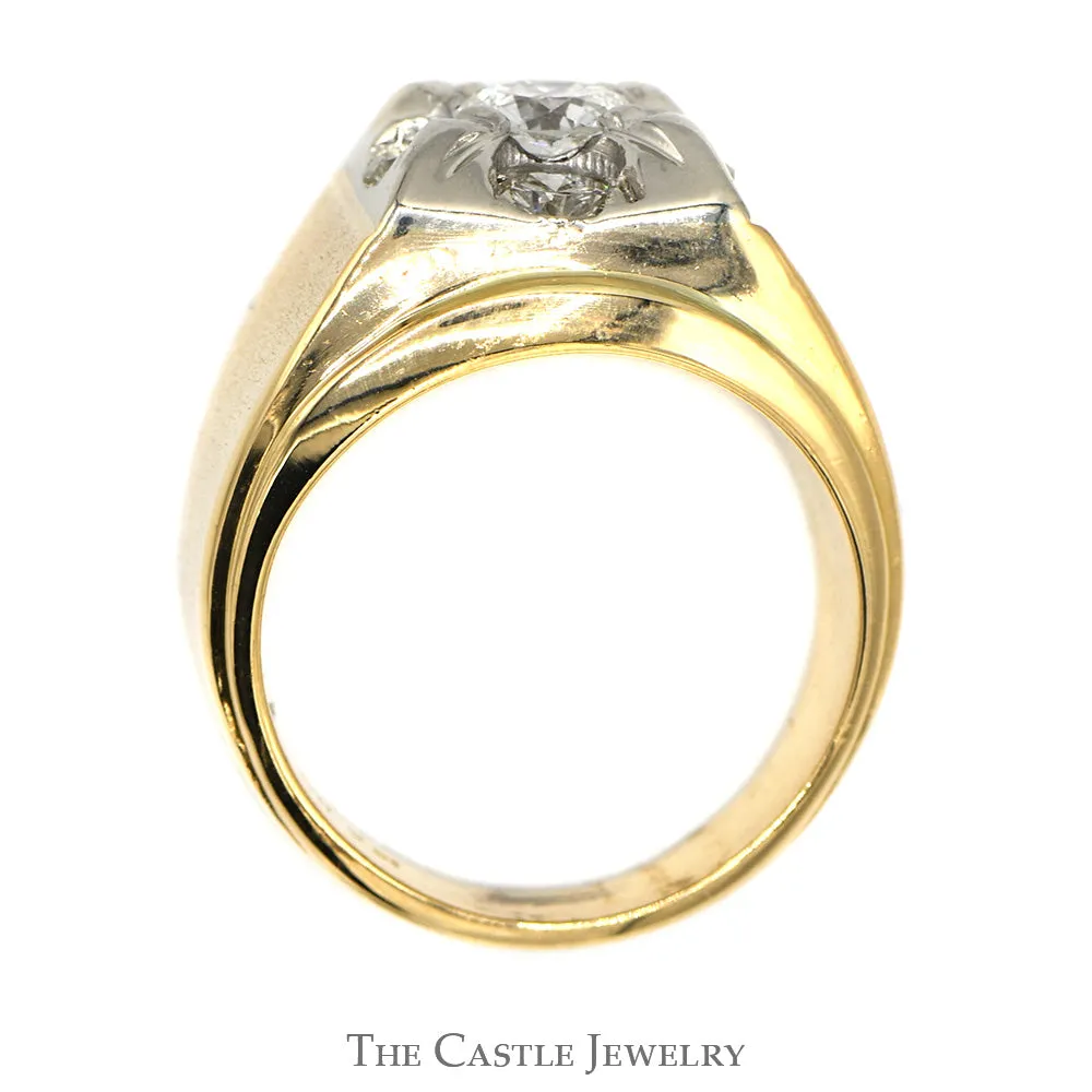 Men's 1cttw Diamond Cluster Ring in 14k Yellow Gold