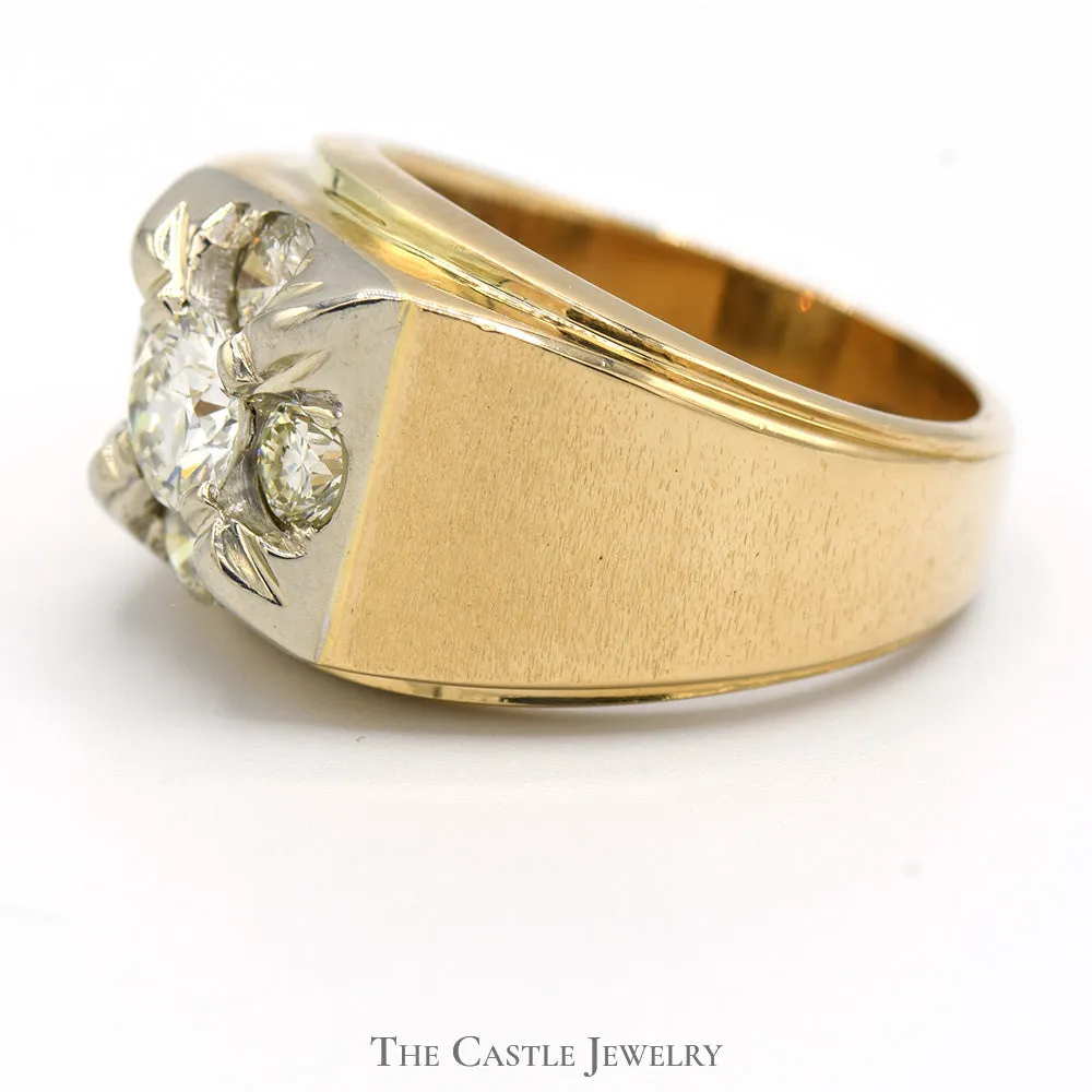 Men's 1cttw Diamond Cluster Ring in 14k Yellow Gold