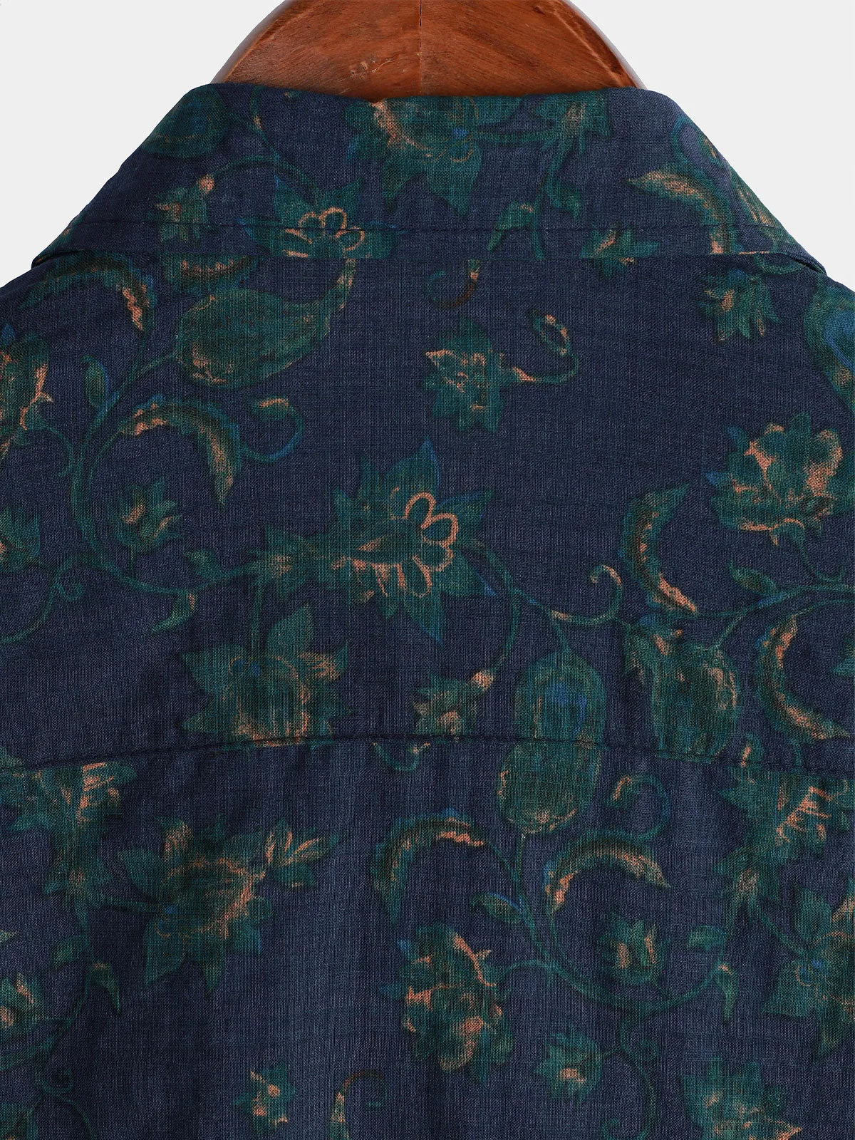 Men's Blue Floral Holiday Casual Pocket Short Sleeve Button Up Shirt