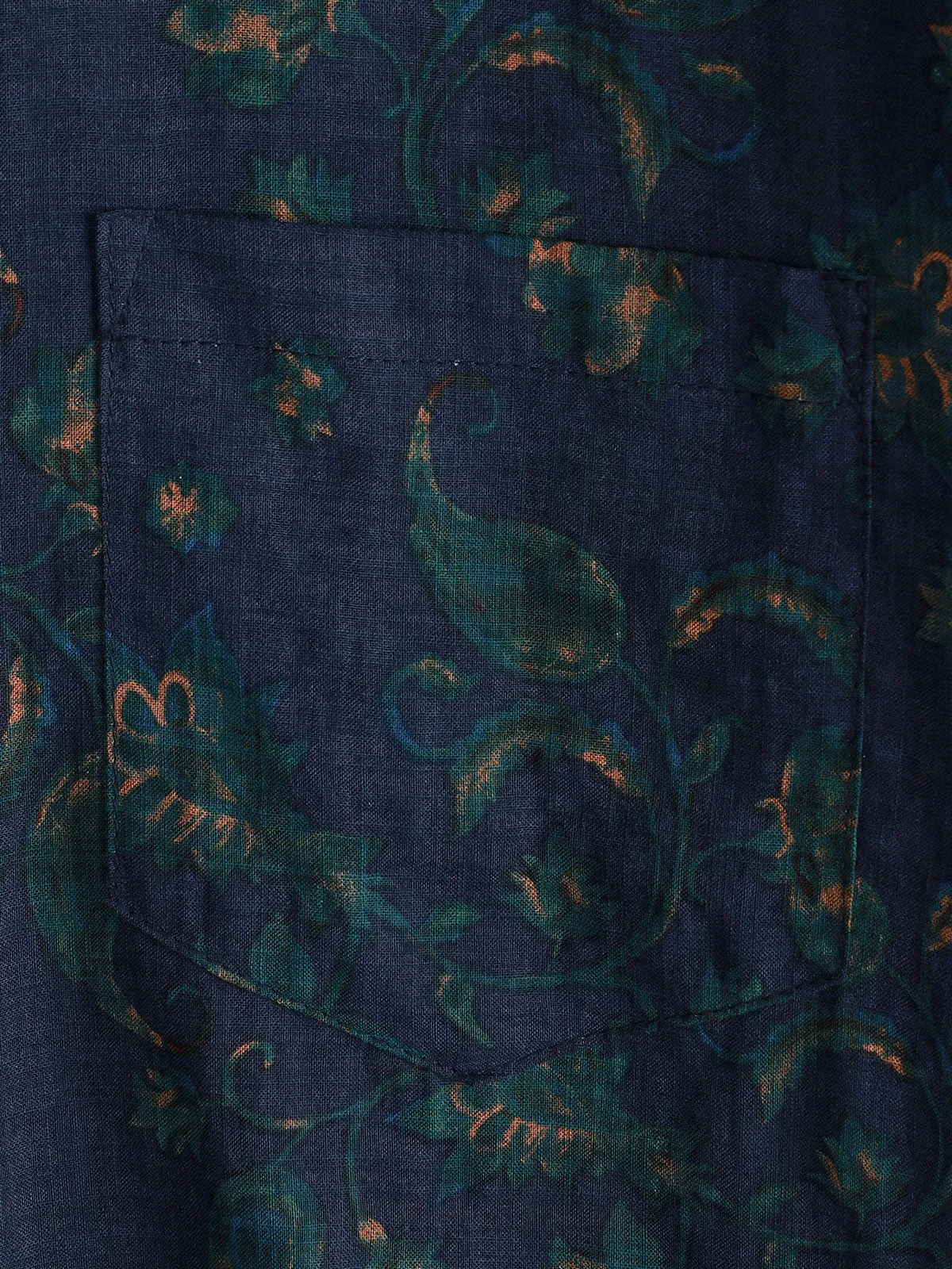 Men's Blue Floral Holiday Casual Pocket Short Sleeve Button Up Shirt