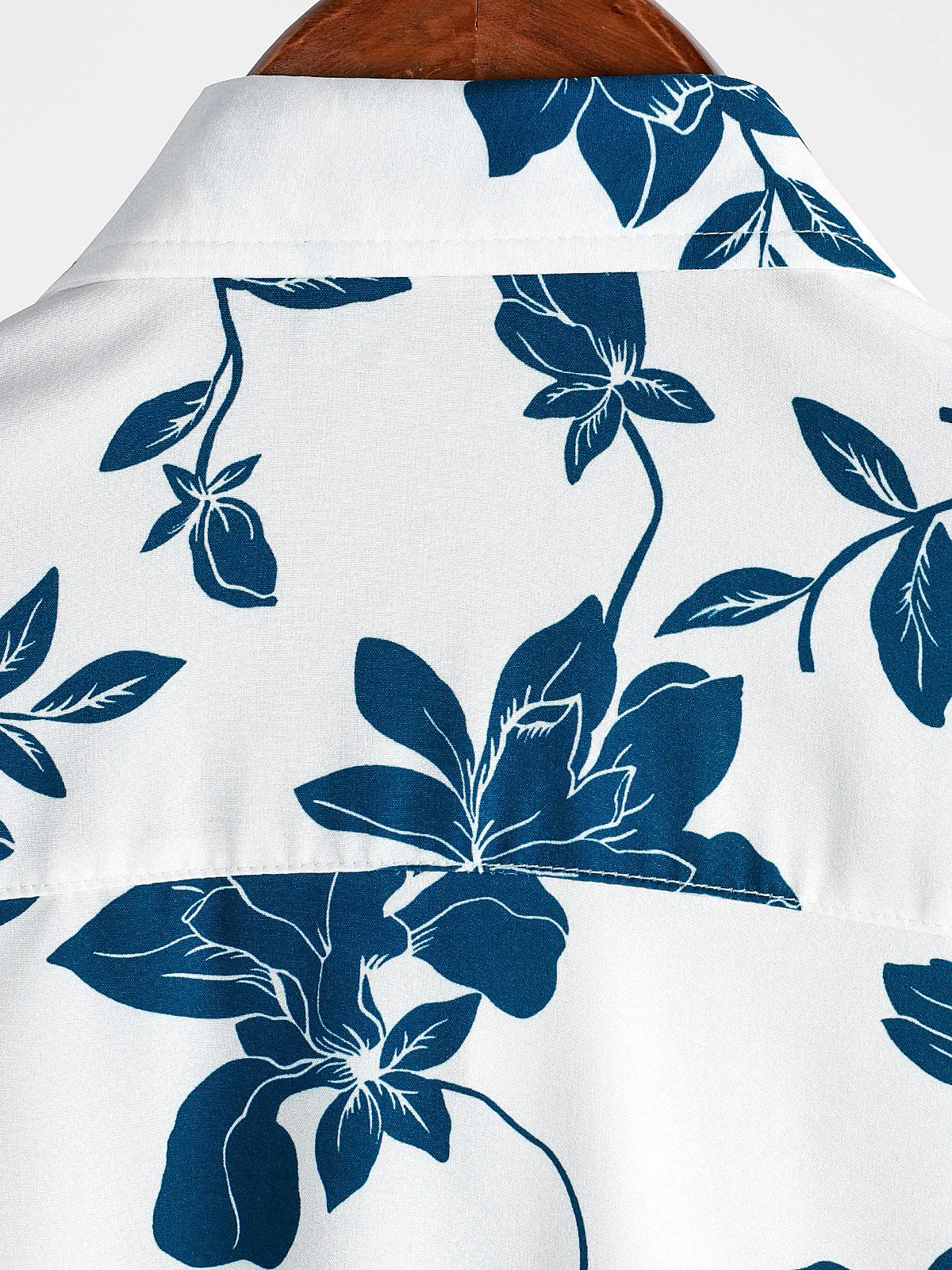 Men's Blue Floral Summer Holiday Button Up Short Sleeve Shirt