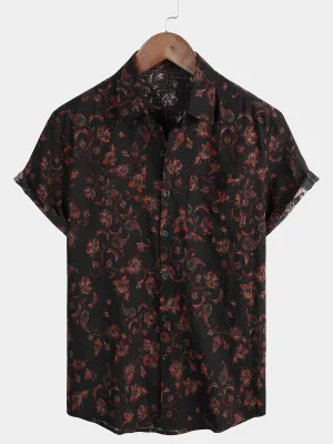 Men's Cotton Vintage Beach Button Up Summer Shirt