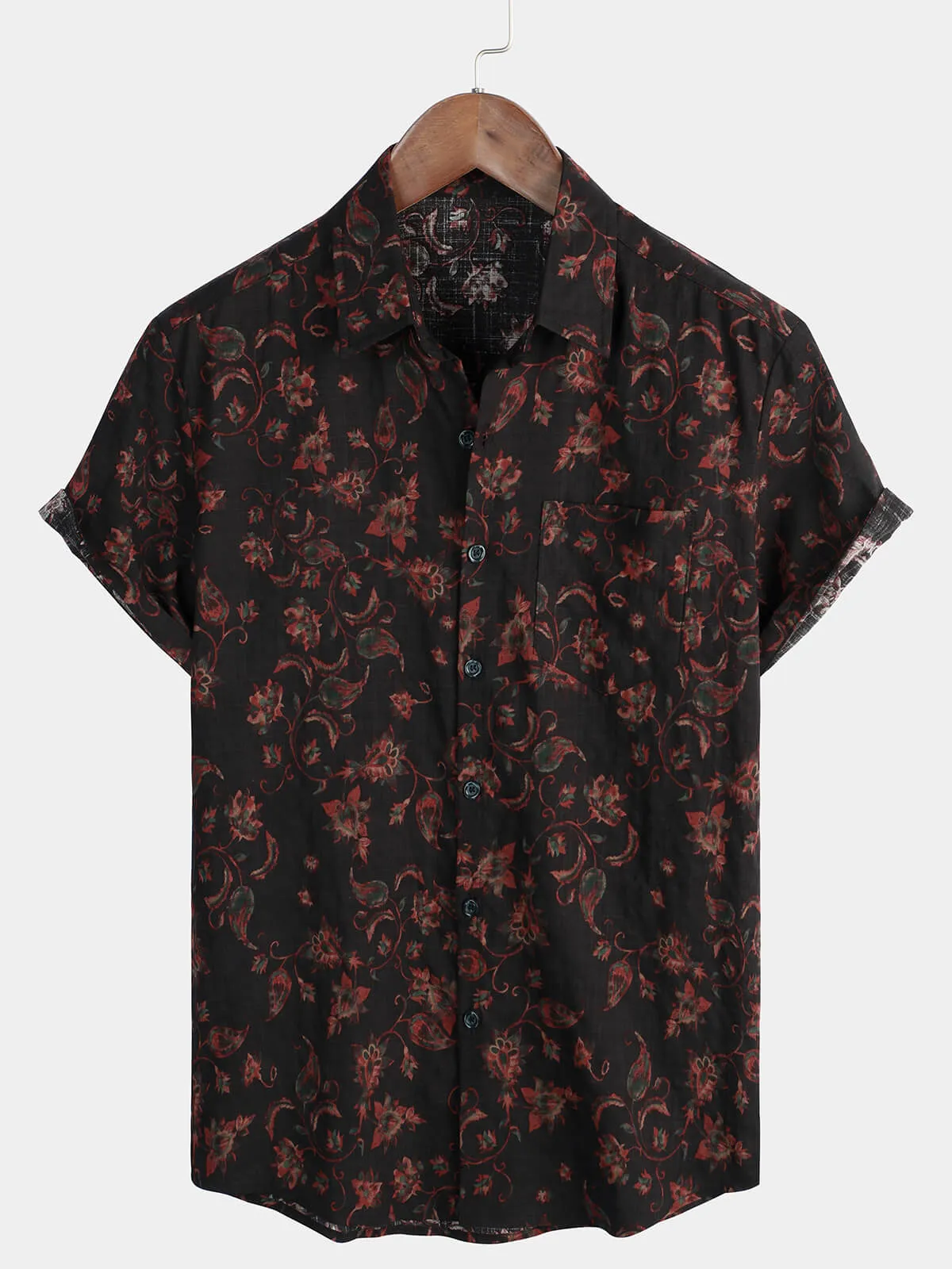 Men's Cotton Vintage Beach Button Up Summer Shirt