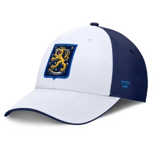 Men's Finland Fanatics White/Navy 2025 4 Nations Face-Off Stretch Fit Hat