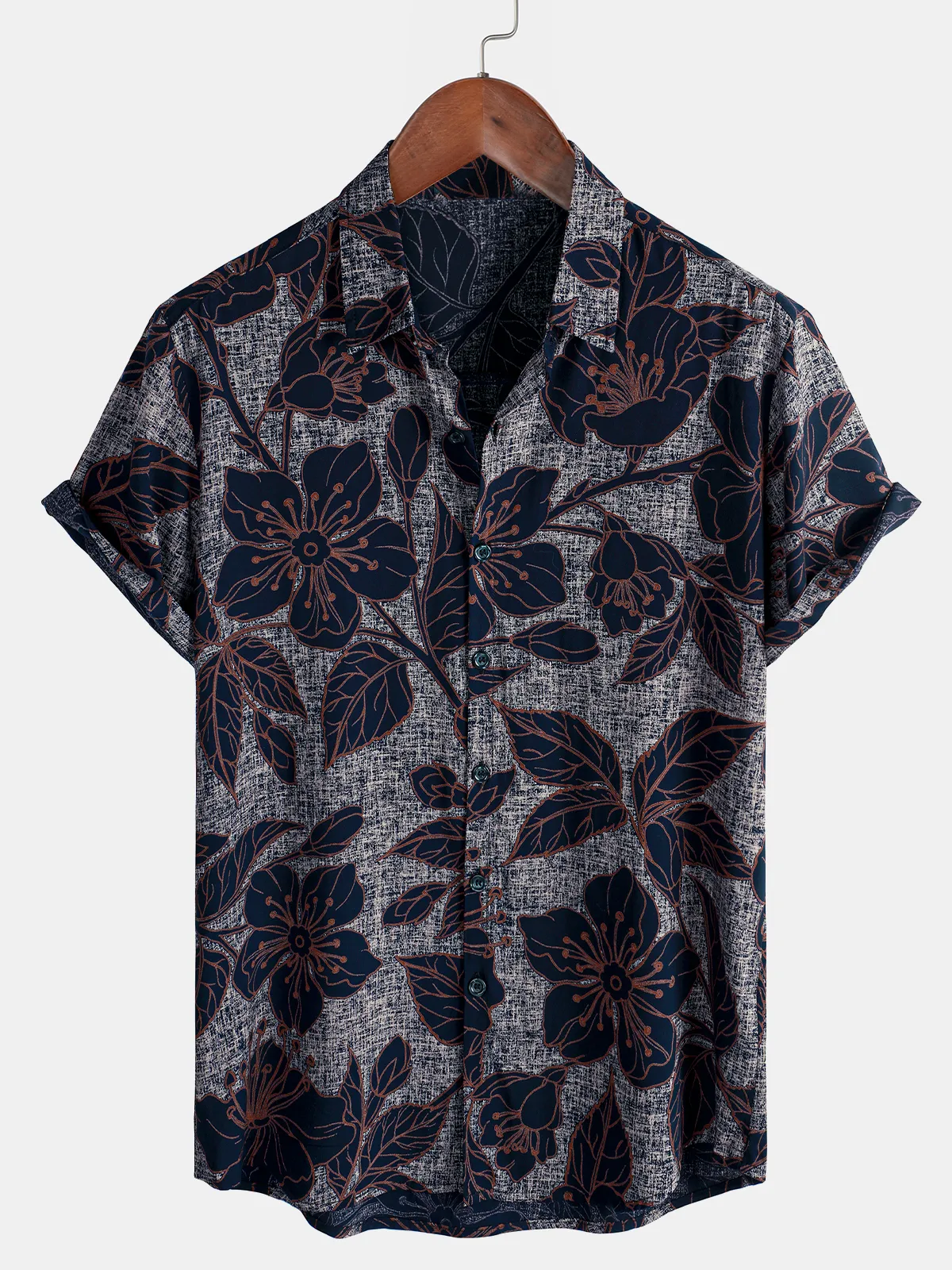 Men's Floral Holiday Casual Short Sleeve Summer Vintage Button Up Shirt