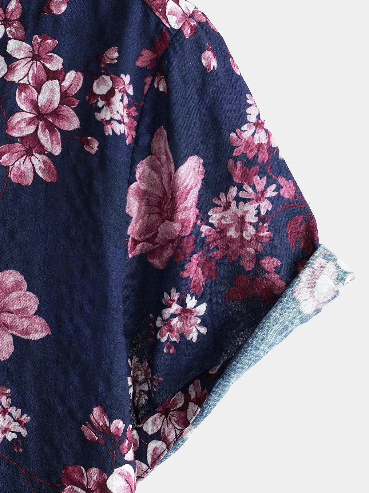 Men's Floral Short Sleeve Casual Cotton Beach Shirt
