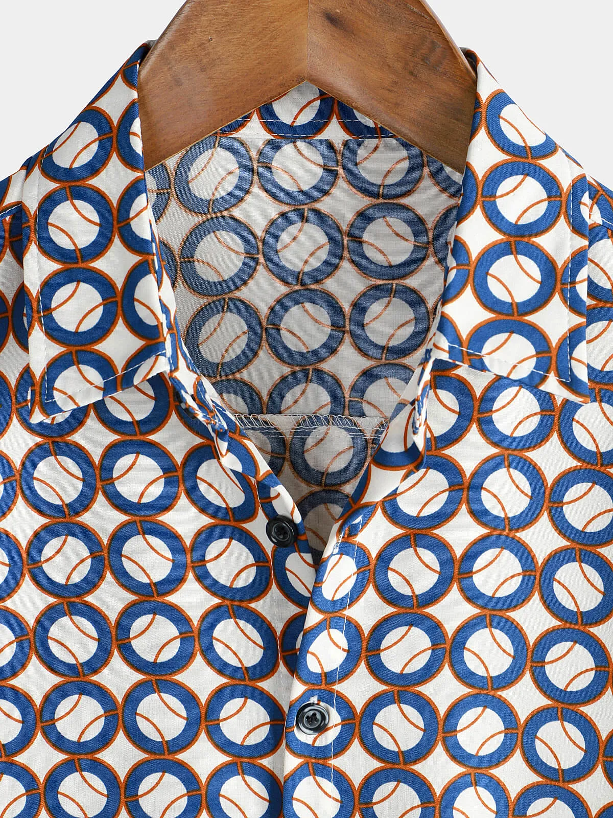 Men's Geometric Vintage Holiday Summer Short Sleeve Shirt