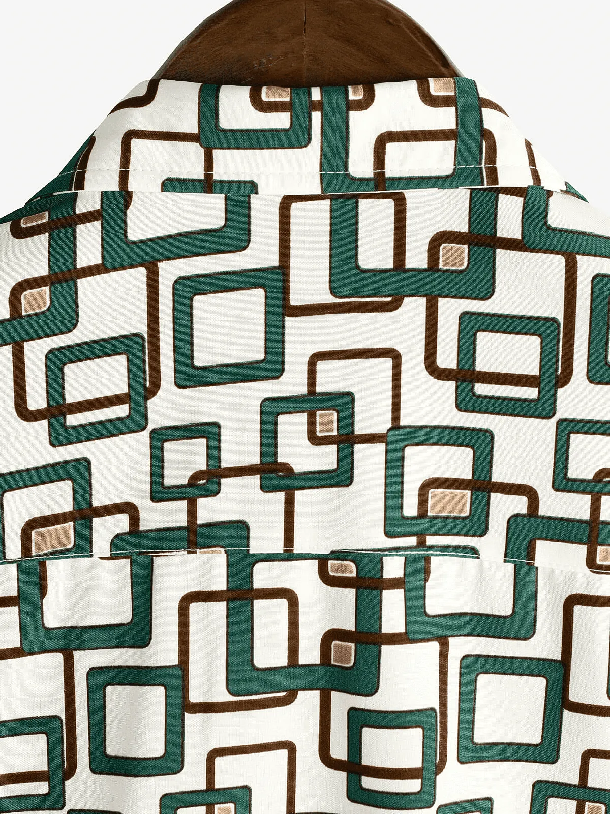 Men's Green Casual Holiday Geometrie Summer Short Sleeve Button Up Shirt