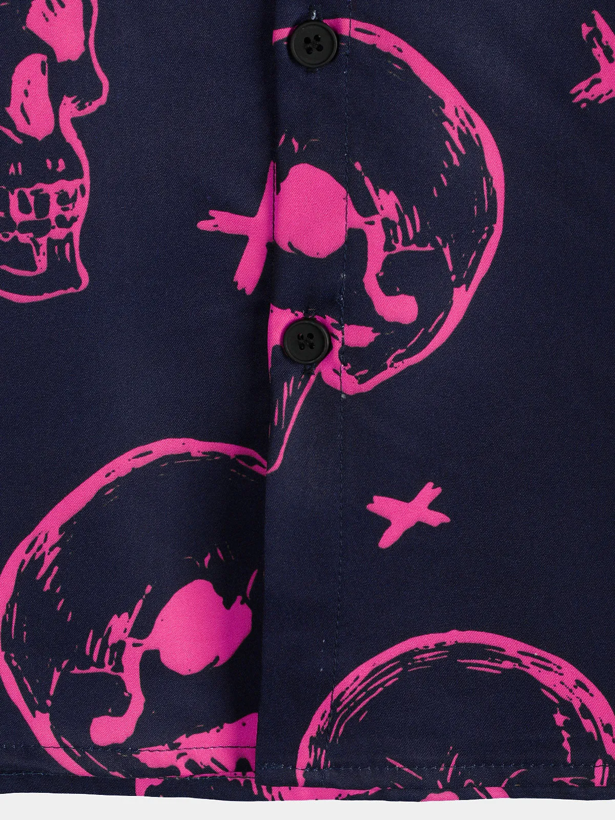 Men's Pink Skull Print Art Graphic Button Short Sleeve Aloha Hawaiian Shirt