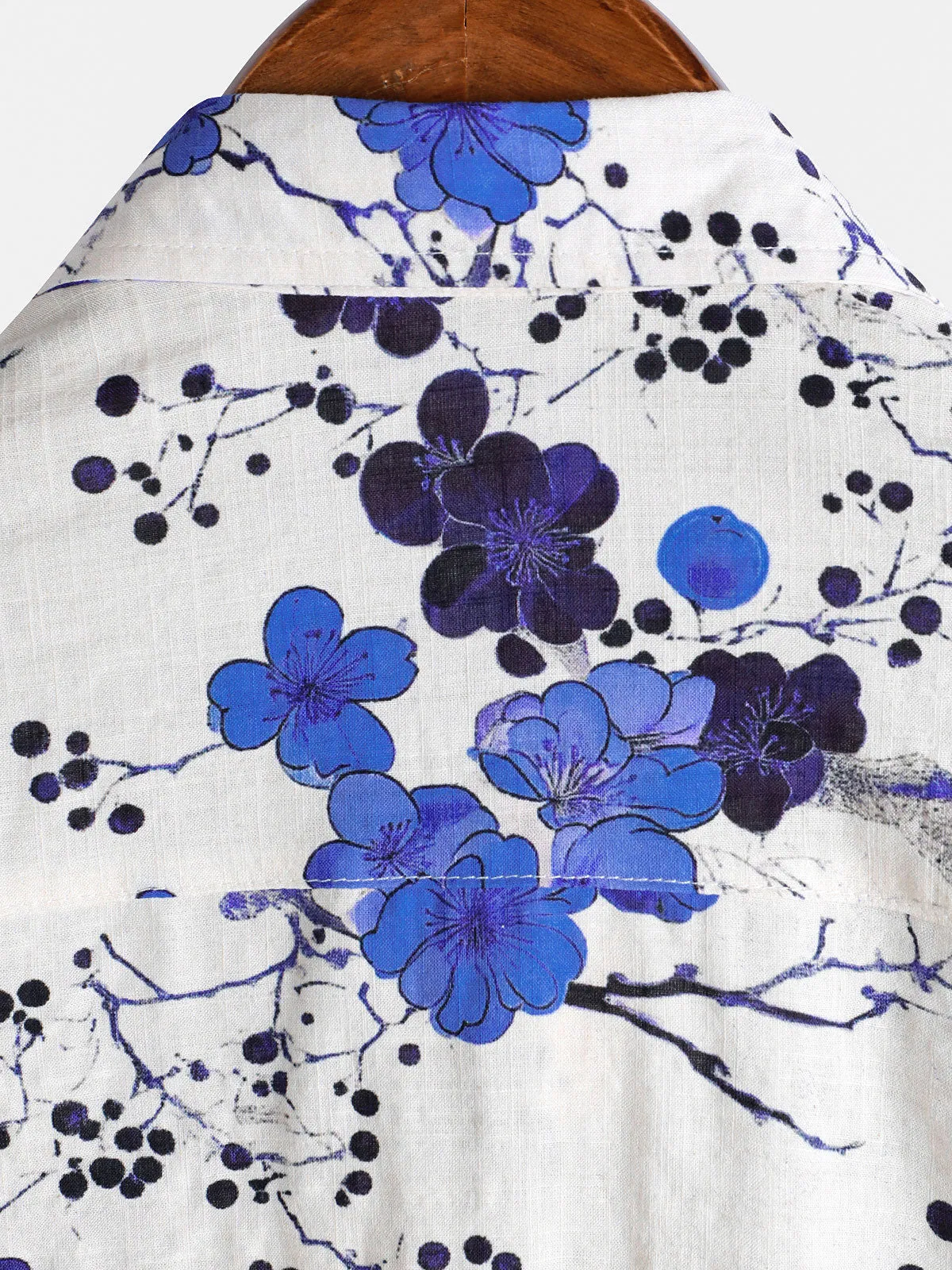 Men's Retro Blue Blossom Summer Holiday Short Sleeve Shirt