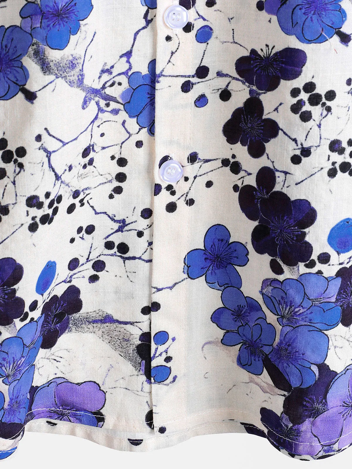 Men's Retro Blue Blossom Summer Holiday Short Sleeve Shirt