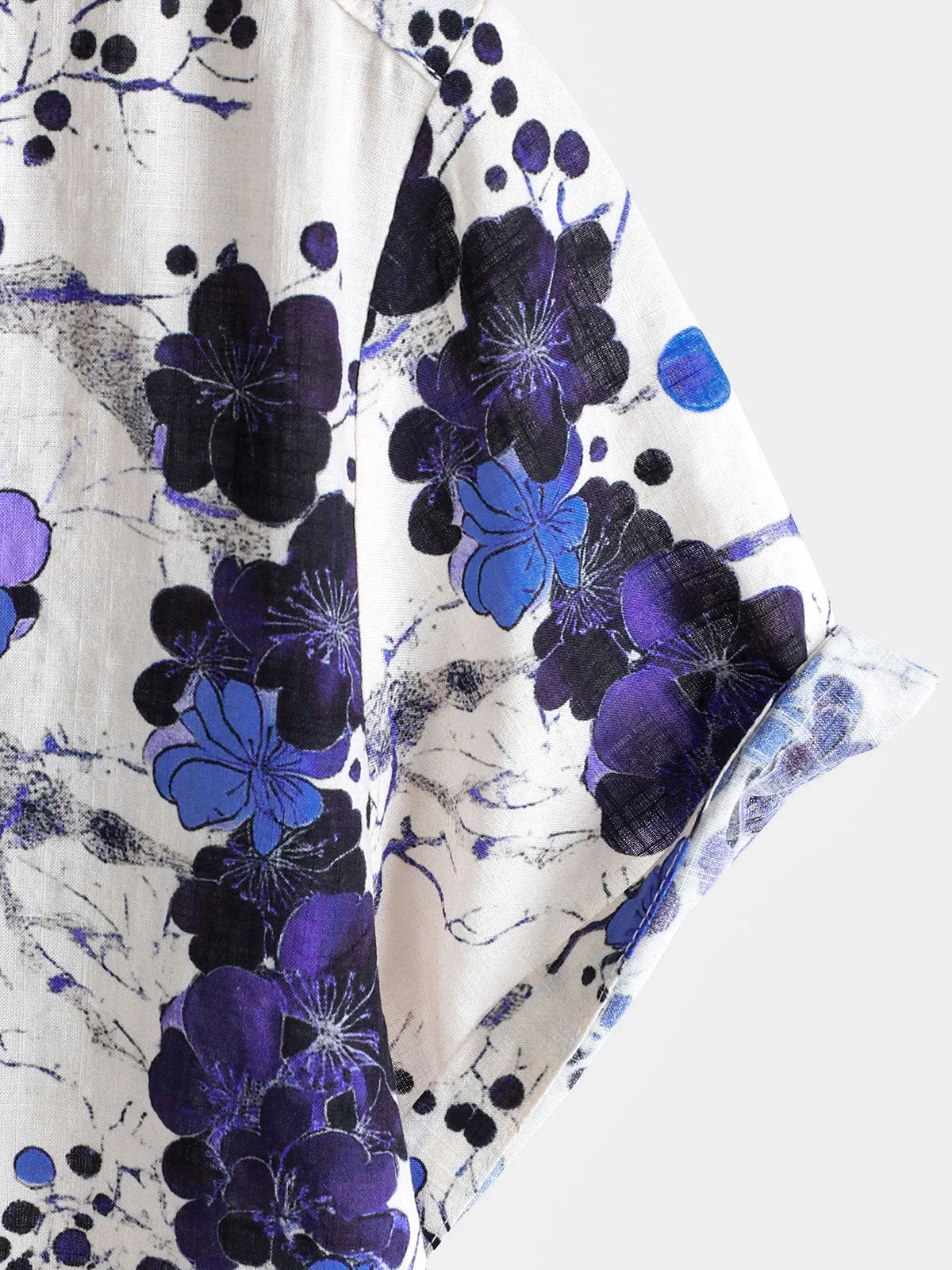 Men's Retro Blue Blossom Summer Holiday Short Sleeve Shirt