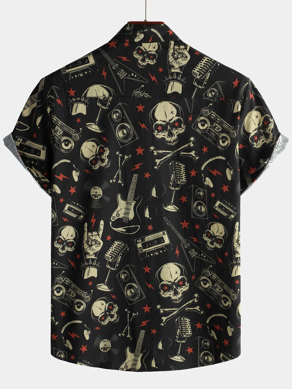 Men's Skull Music Punk Rock and Roll Cool Funny Hawaiian Shirt