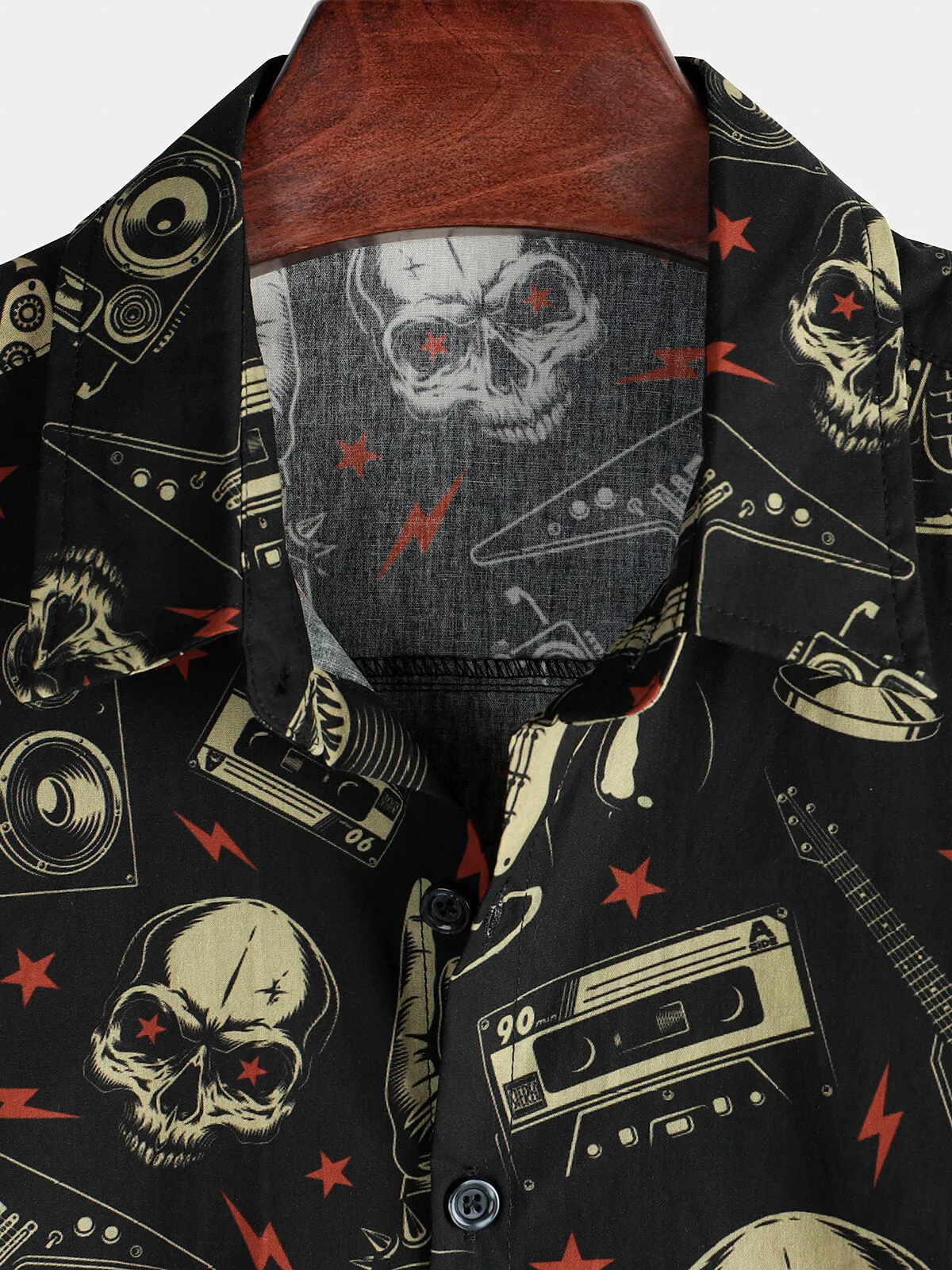 Men's Skull Music Punk Rock and Roll Cool Funny Hawaiian Shirt