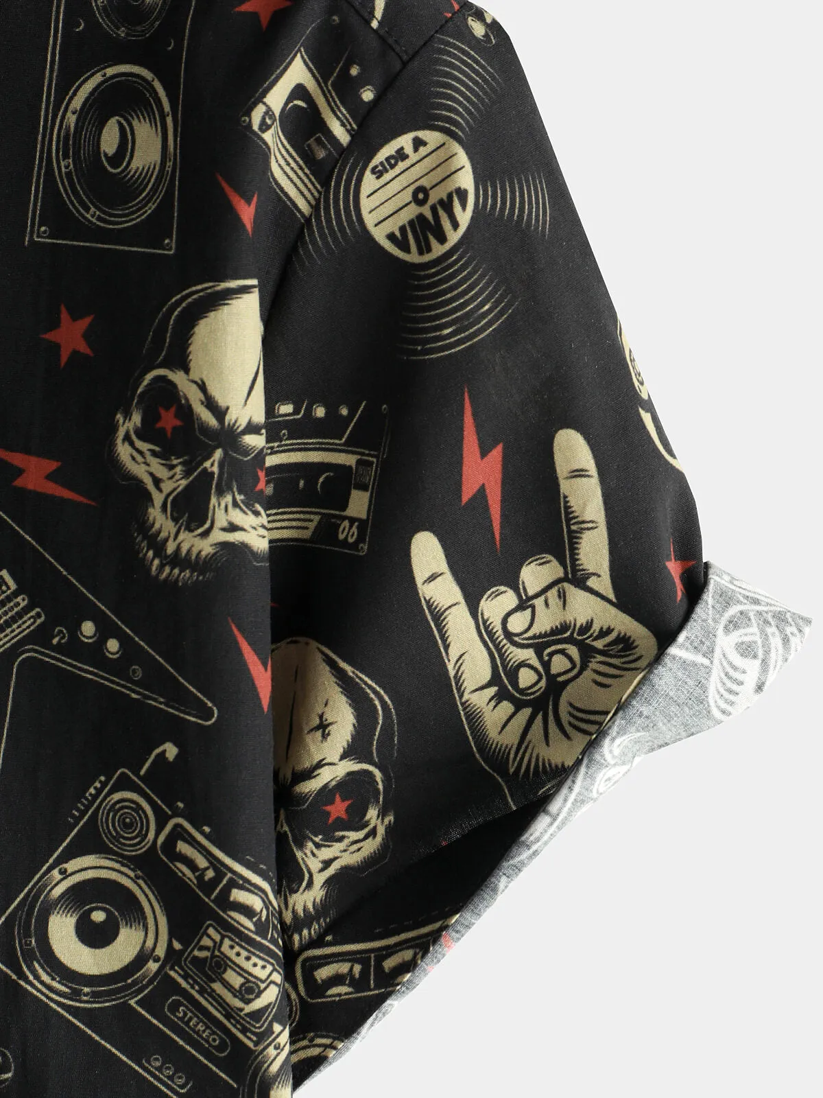 Men's Skull Music Punk Rock and Roll Cool Funny Hawaiian Shirt