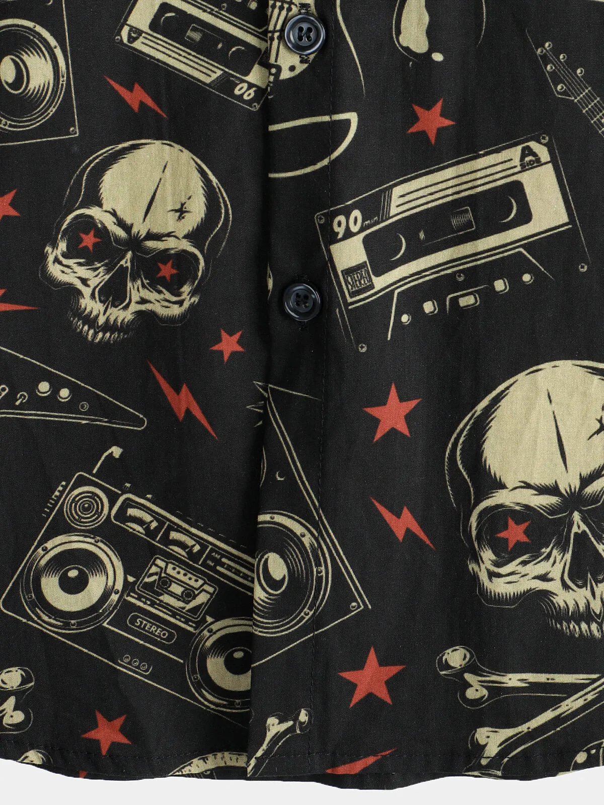 Men's Skull Music Punk Rock and Roll Cool Funny Hawaiian Shirt