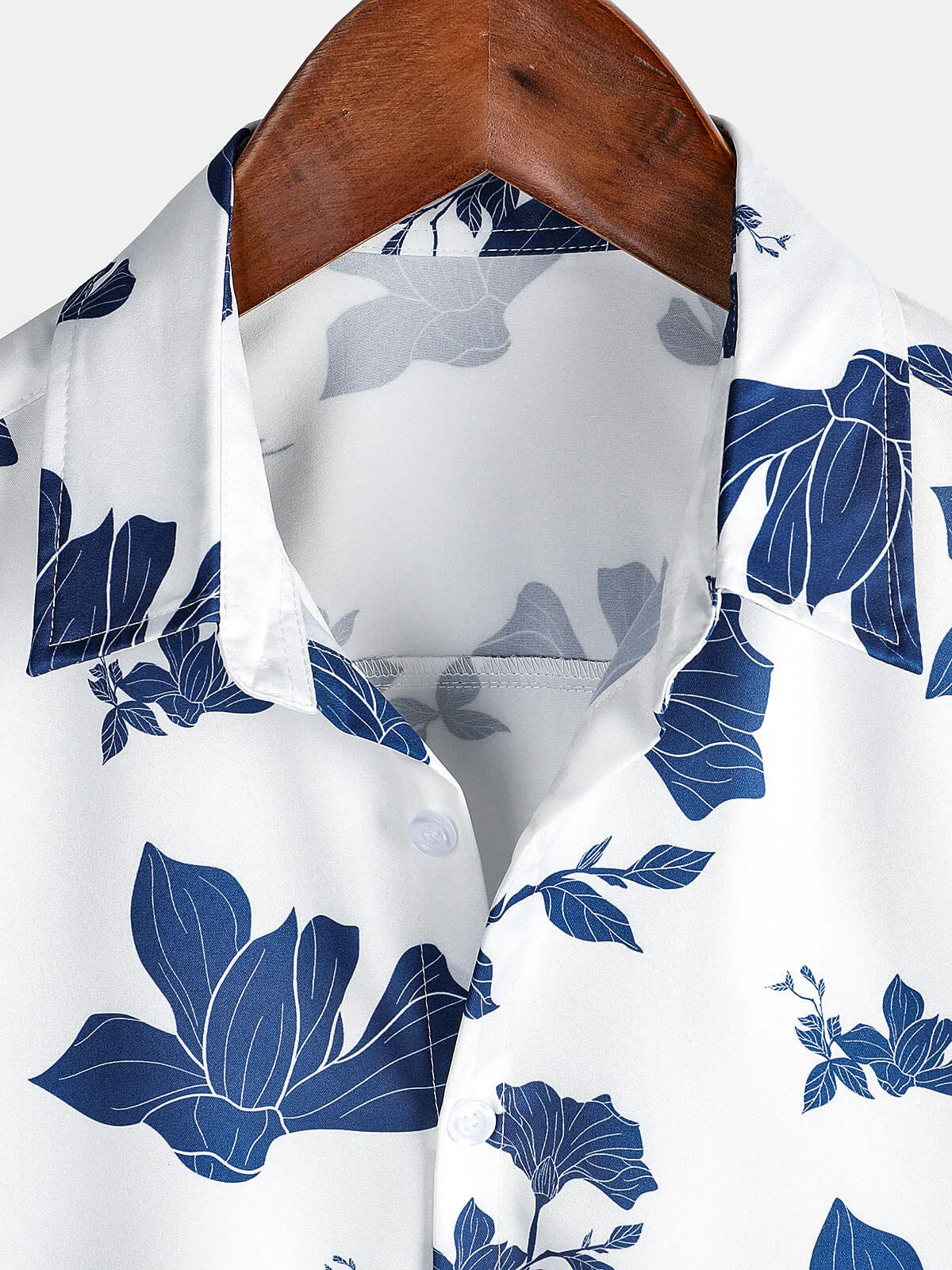 Men's Summer Floral Print Casual Beach Button Up Short Sleeve Shirt