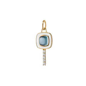 Mini Cushion Key with Blue Topz, Diamond & White Enamel