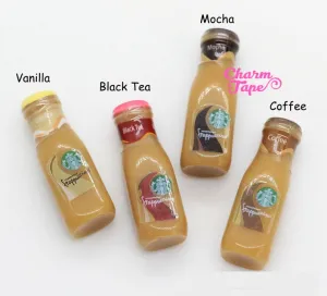 Miniature frappuccino Starbucks bottles, set of 4, iced coffee, 1:6 Scale drinks, accessories accessory for mini garden Logo Bottle M021
