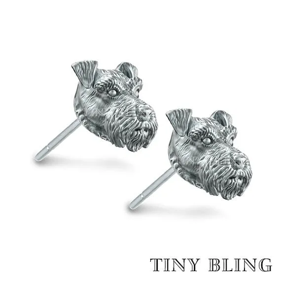 Miniature Schnauzer Breed Face Earring Studs