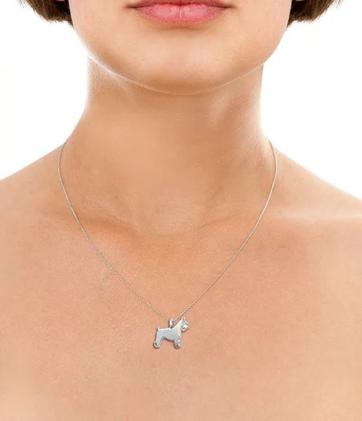 Miniture  Schnauzer Mini Pups  Diamond Necklace