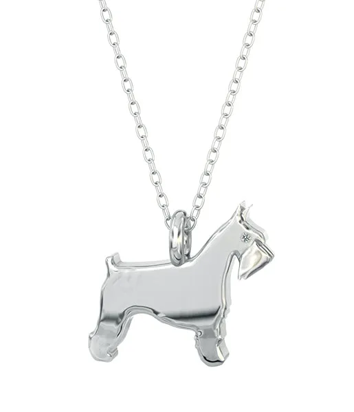 Miniture  Schnauzer Mini Pups  Diamond Necklace