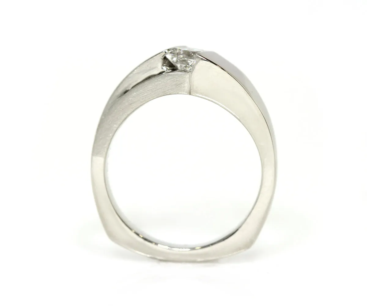Modern Angled Princess Diamond Solitaire Engagement Ring