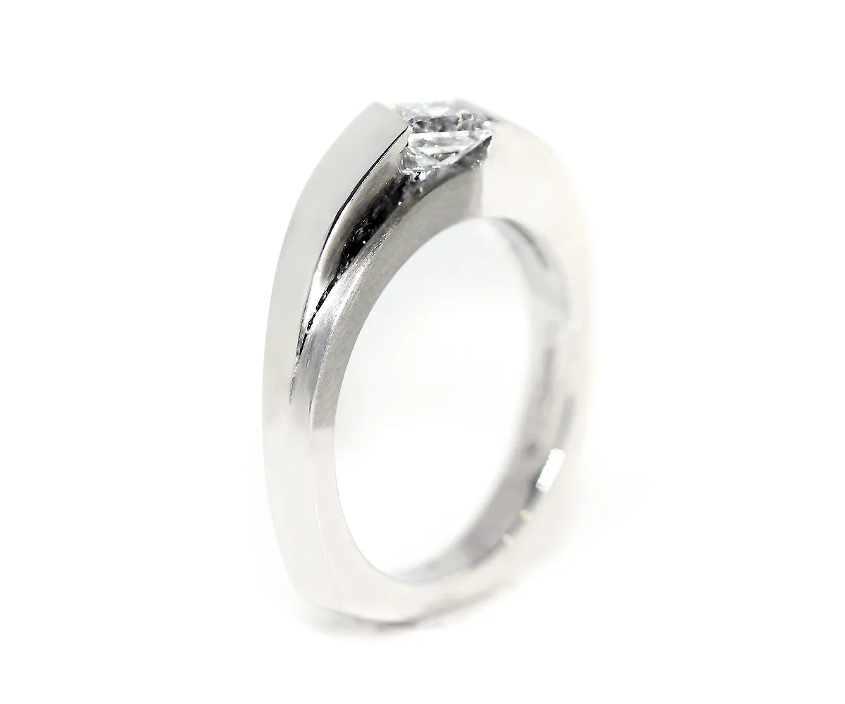 Modern Angled Princess Diamond Solitaire Engagement Ring