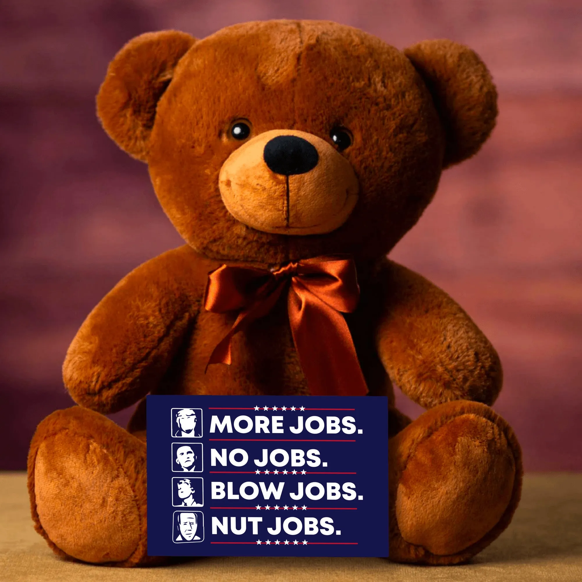 More Jobs Teddy Bear with Message Card, PRICE INCLUDES FREE SHIPPING