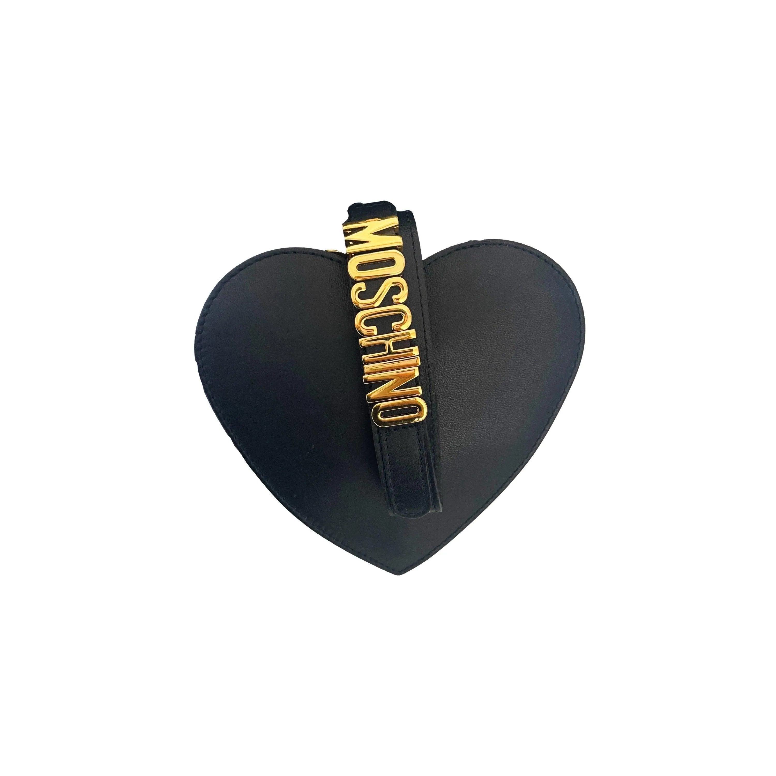 Moschino Navy Heart Logo Wristlet