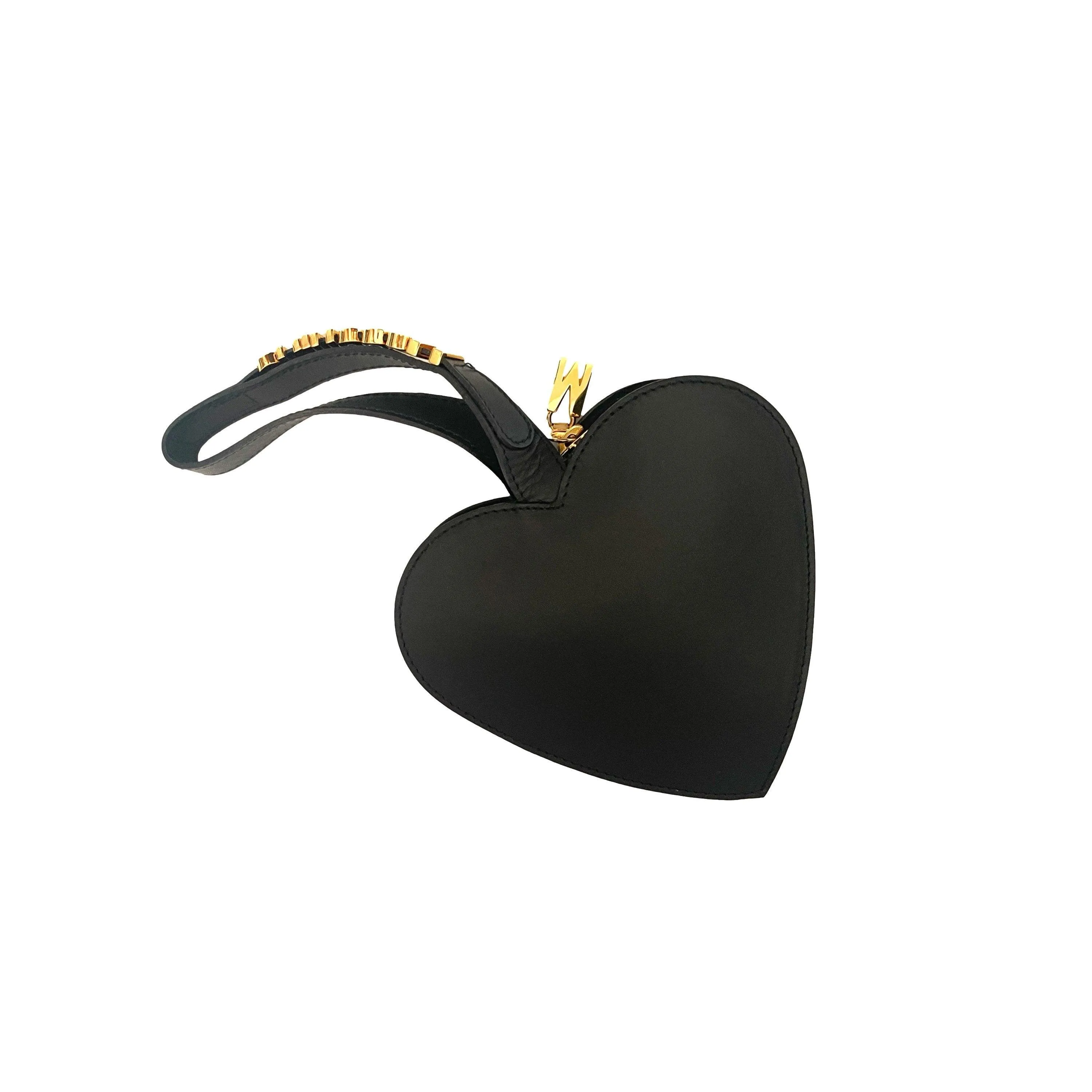 Moschino Navy Heart Logo Wristlet