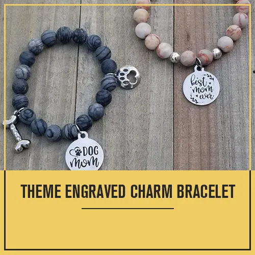 Natural Stone Handmade Custom Engraved Charm Bracelet