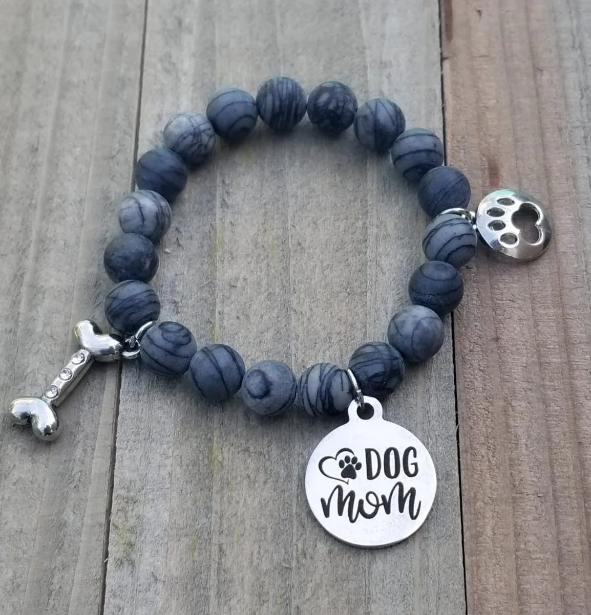 Natural Stone Handmade Custom Engraved Charm Bracelet