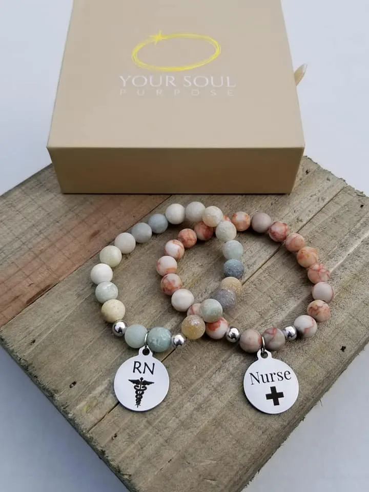 Natural Stone Handmade Custom Engraved Charm Bracelet