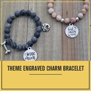 Natural Stone Handmade Custom Engraved Charm Bracelet