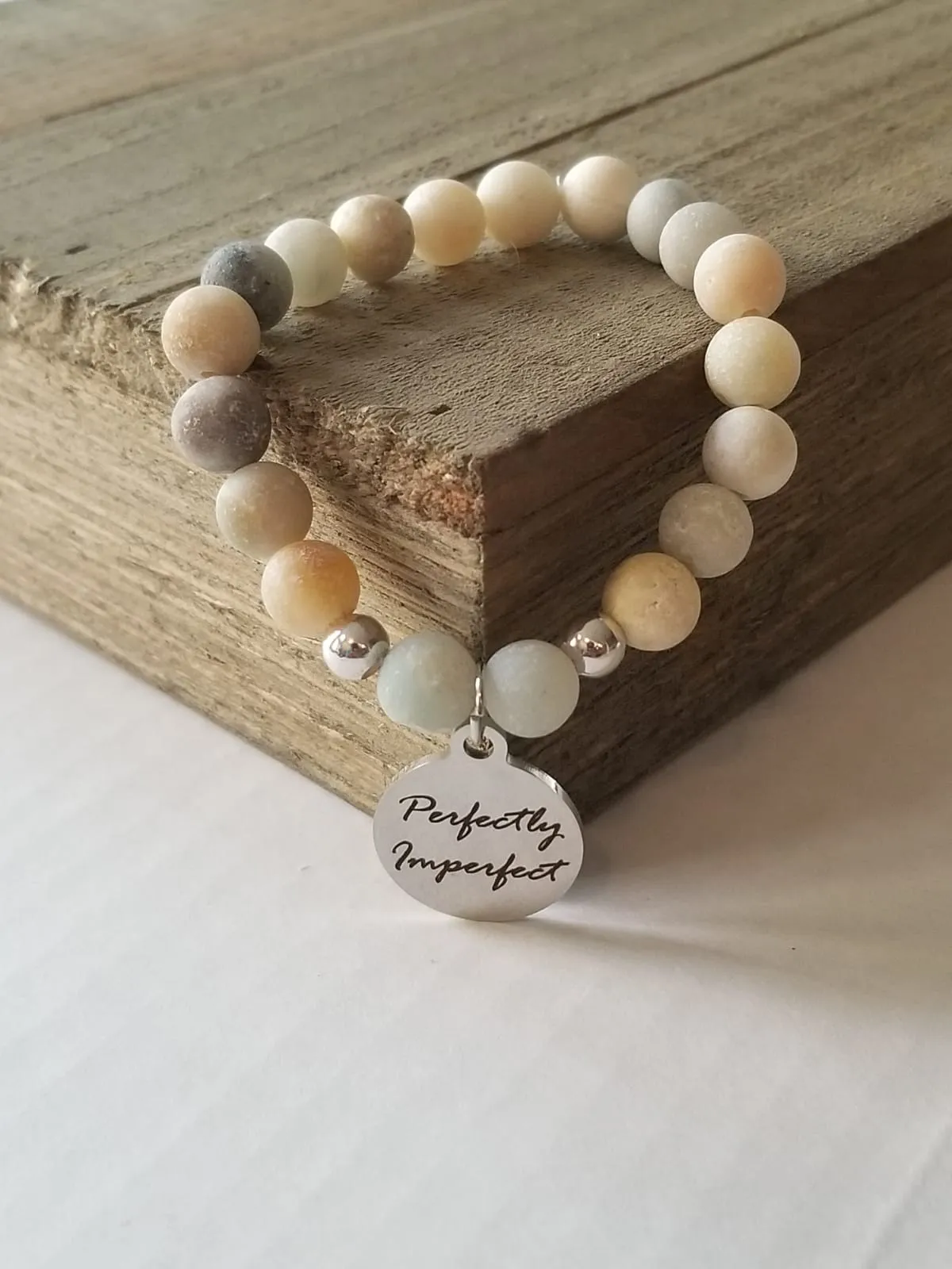 Natural Stone Handmade Custom Engraved Charm Bracelet