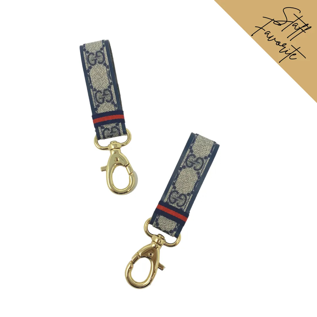 Navy Gucci Luxury Repurposed Key Fob