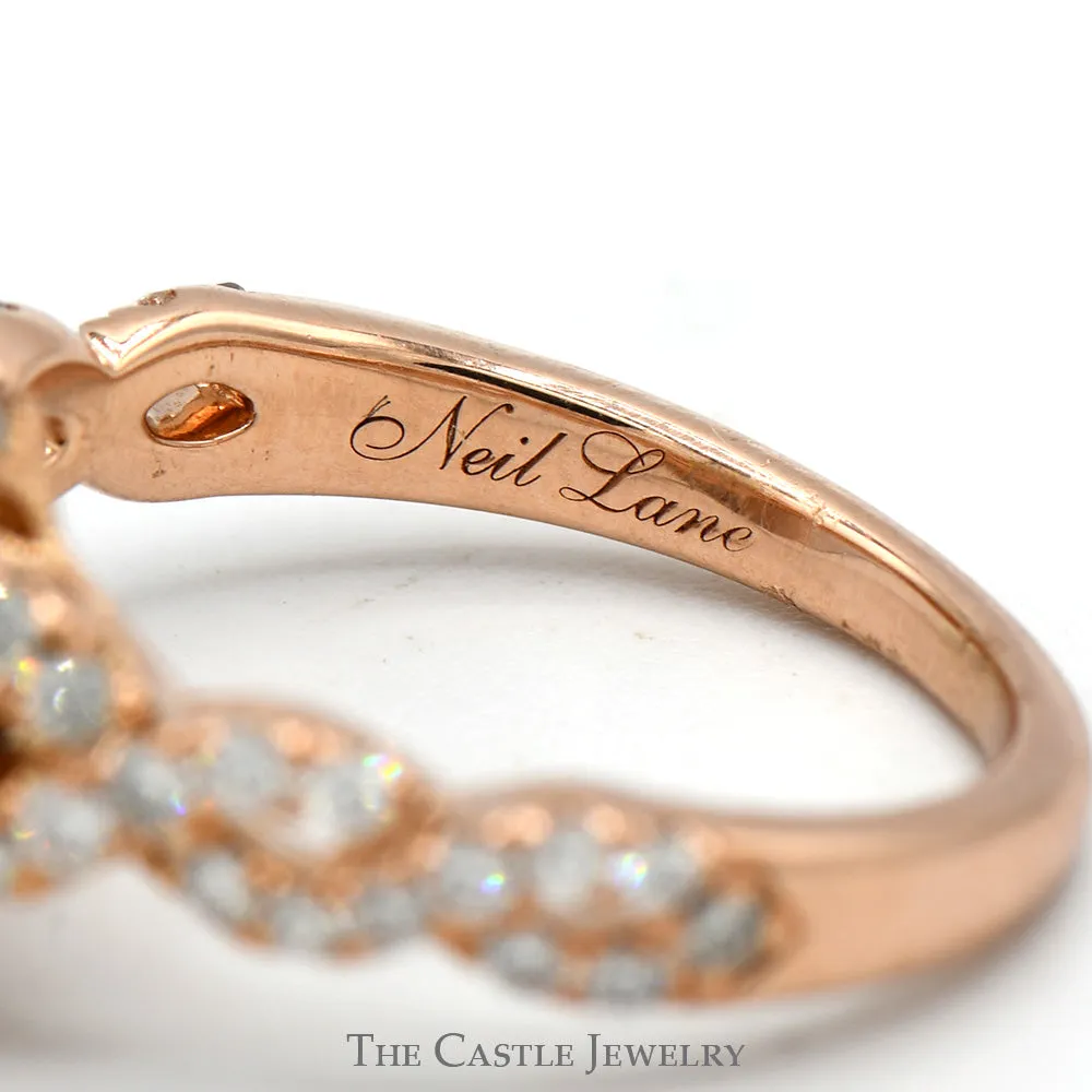 Neil Lane Designer Pear Cut Moonstone Ring with Diamond Accented Twisted Sides in 14k Rose Gold