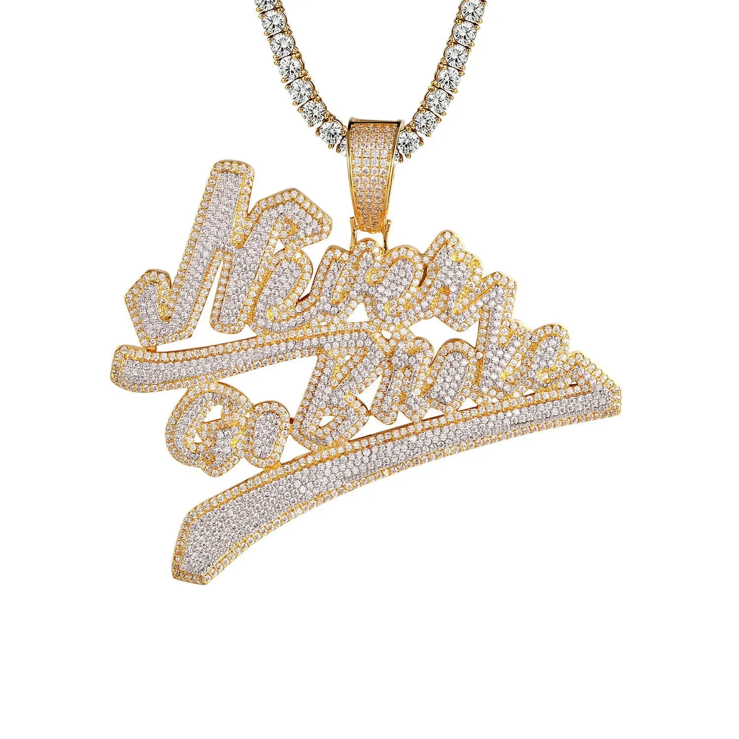Never Go Broke Double Layer 3D Icy Hip Hop Pendant