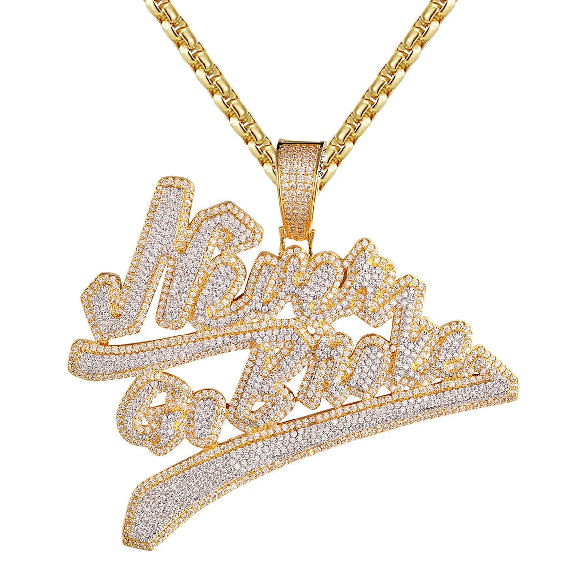 Never Go Broke Double Layer 3D Icy Hip Hop Pendant