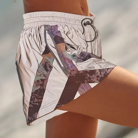 NEW FP Movement Reflective Silver Now You See Me Running Shorts S