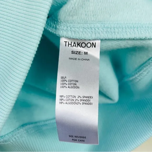 New, Thakoon Light Blue 100% Cotton Crop Crewneck Sweatshirt  M, $150 MSRP