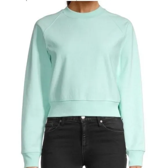 New, Thakoon Light Blue 100% Cotton Crop Crewneck Sweatshirt  M, $150 MSRP