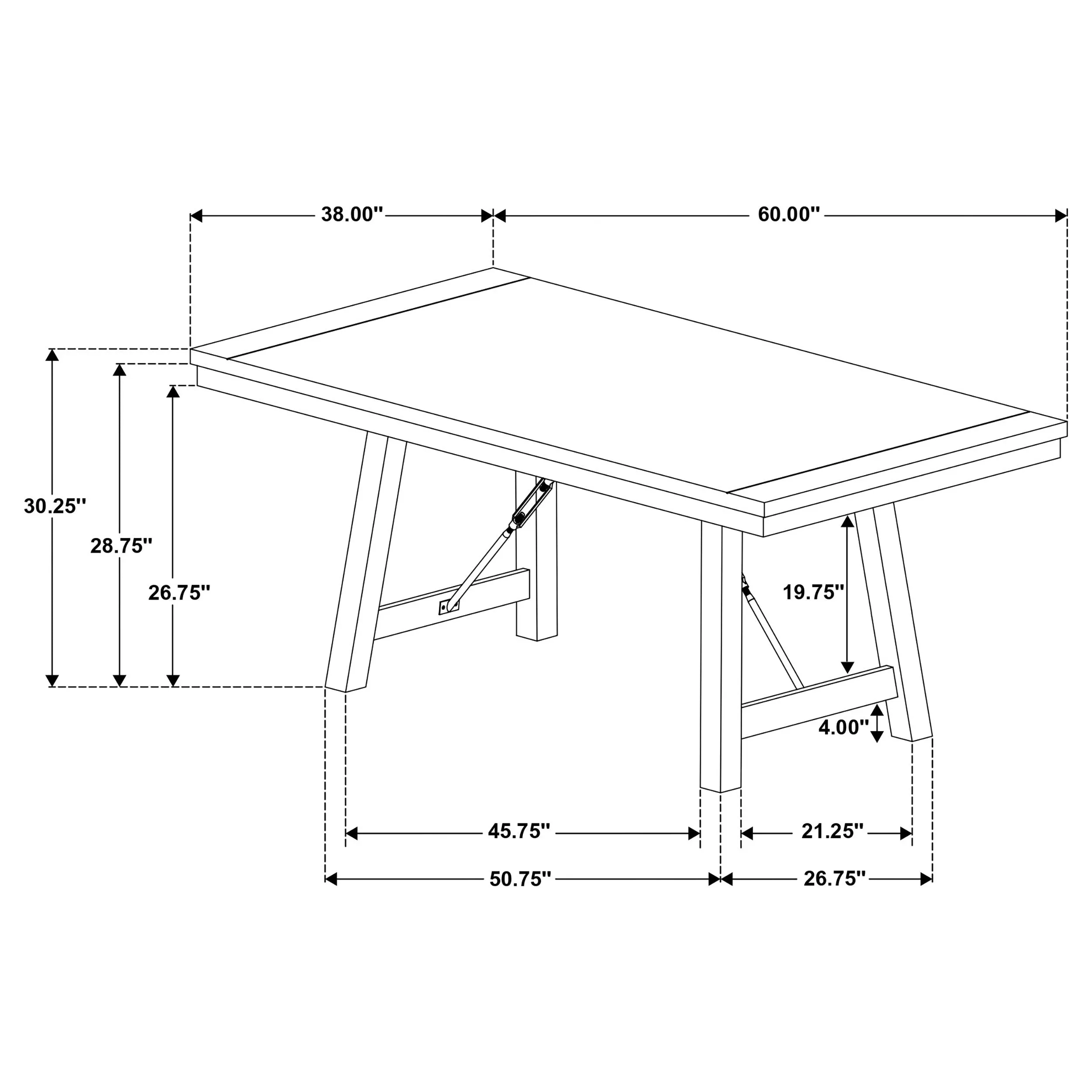 Newport 6-piece Rectangular Trestle Dining Table Set Black