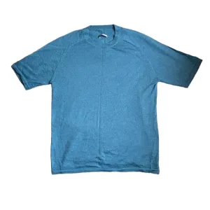 Nina Cusco | Baby Alpaca Knit Short Sleeve Raglan Sweater | Teal Blue | Size L