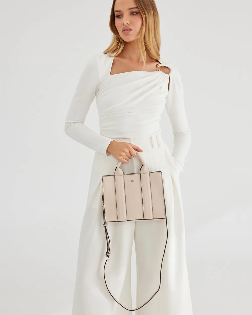 Nova Small Grab Tote With Metallic Stripe Strap