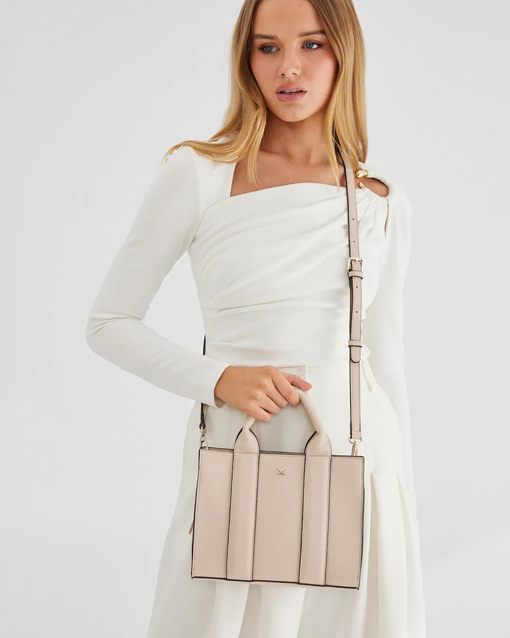 Nova Small Grab Tote With Metallic Stripe Strap